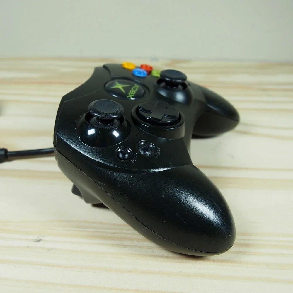 Original Xbox OEM S Type Black‎ Controller w/ Break Away Cable Fully Tested EUC